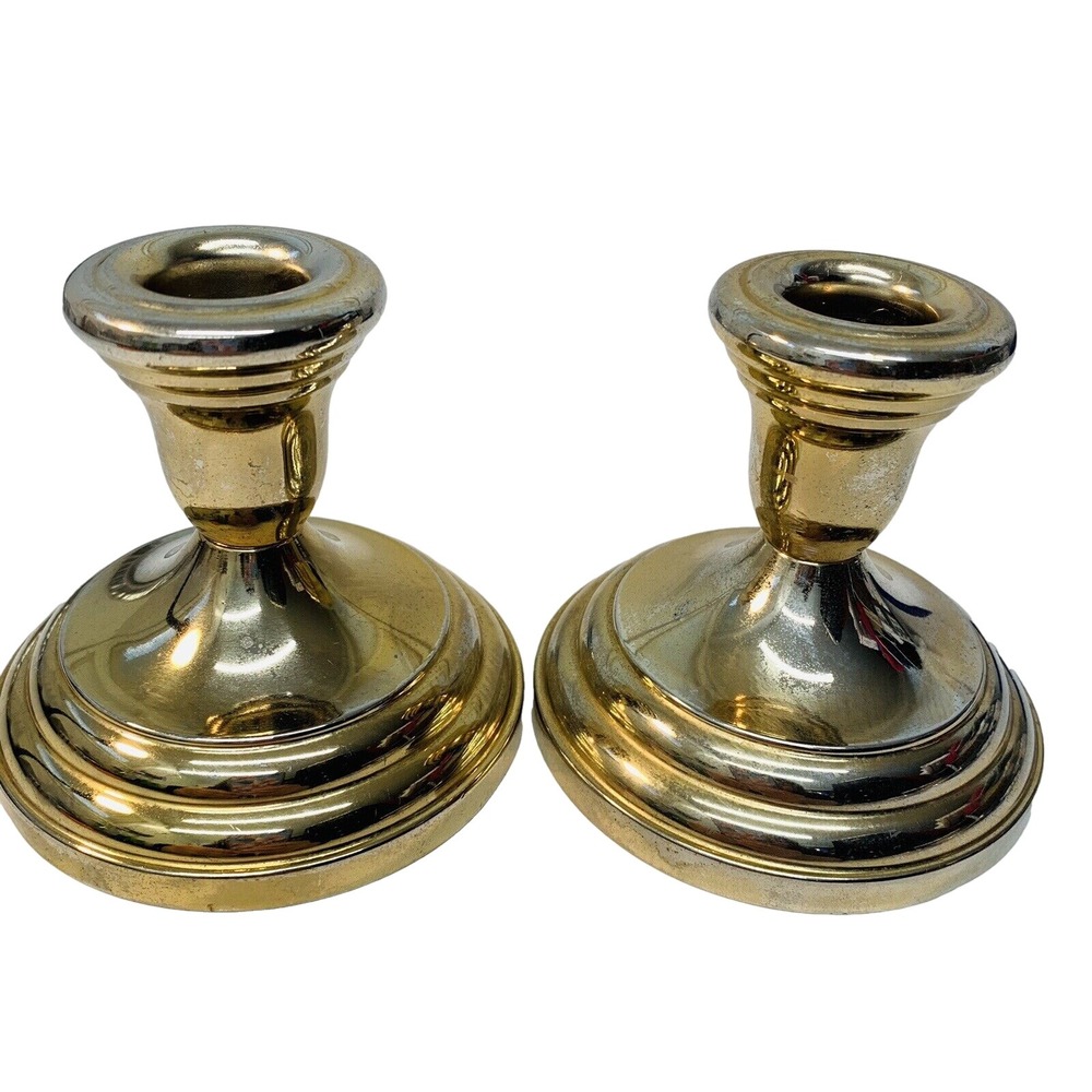 Vinta Candle Holders FB Rogers Pair‎ Heavy Silver Plated Japan  Patina Entertain